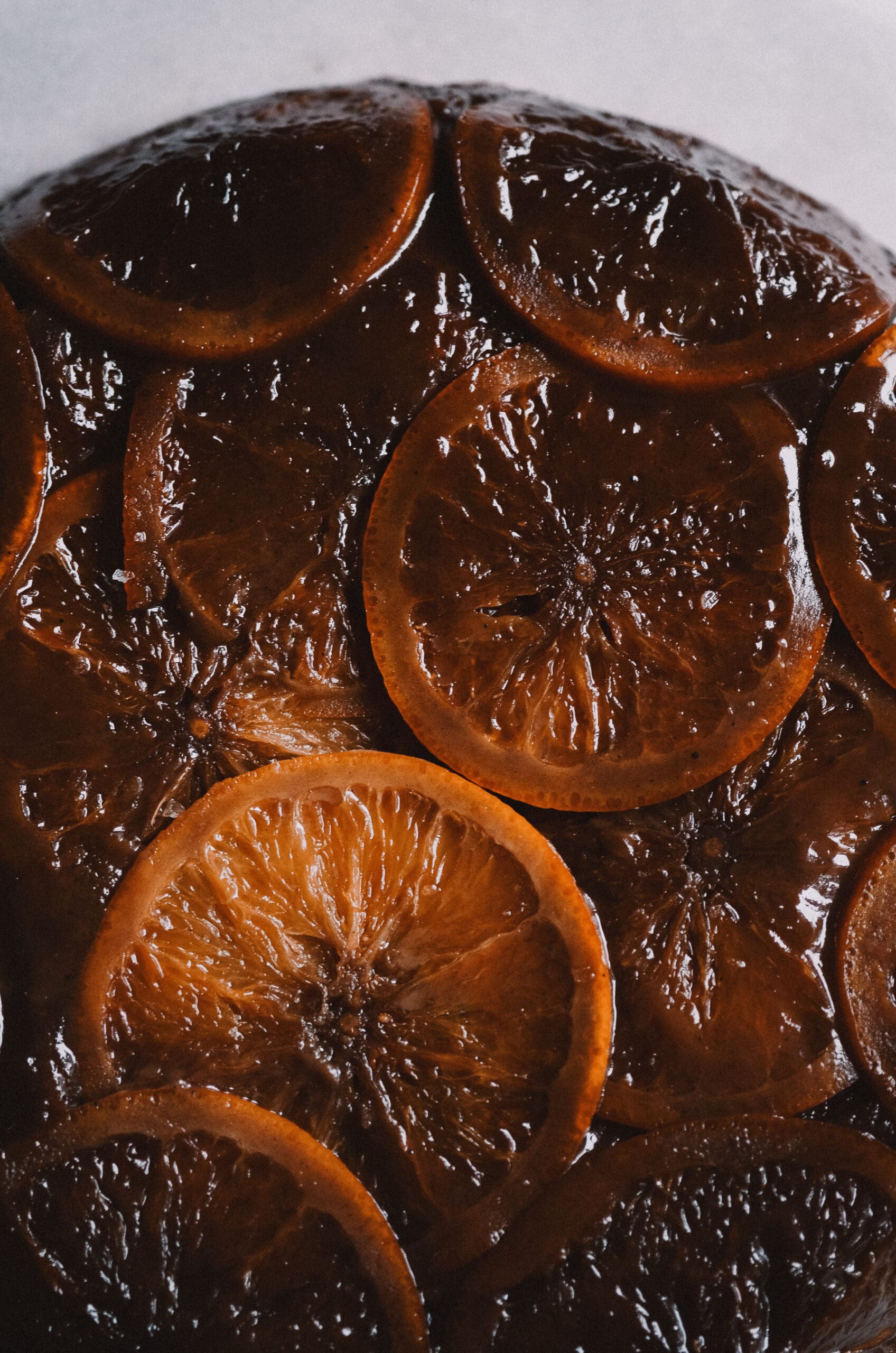 Upside down sourdough orange cake with candied oranges