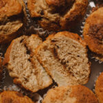 Nine brown banana muffins with cinnamon sugar filling